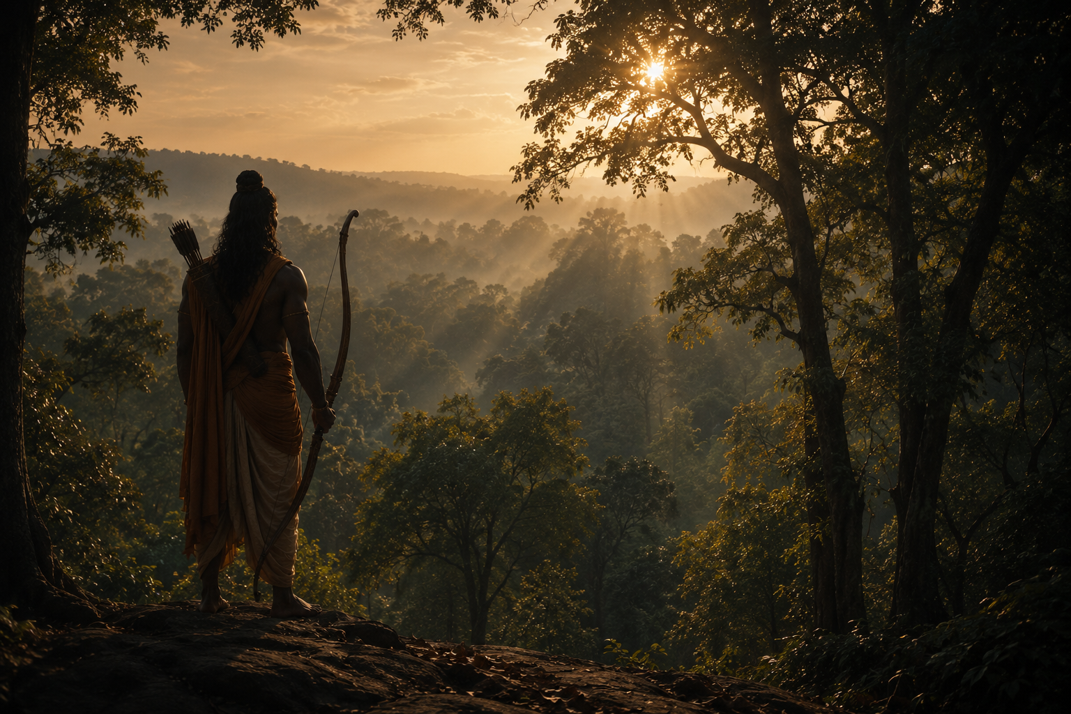 Lord Ram at the forest camp edge